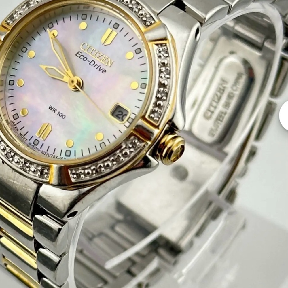 Citizen Eco-Drive 26mm Ladies Watch with Mother of Pearl Dial and Diamond Bezel